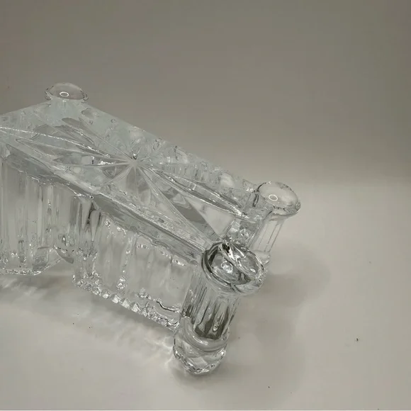Vintage Clear Glass Lead Crystal Tape Dispenser Desk Accessory - Picture 7 of 8